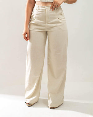 Calça pantalona em linho Milena